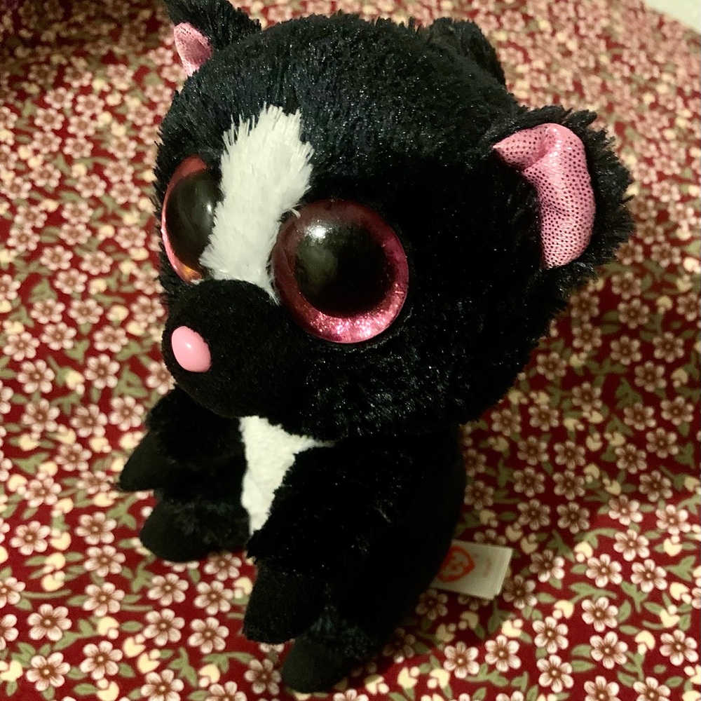 TY Beanie Boos - FLORA the Skunk (Glitter Eyes) Small 6" Plush - Picture 5 of 12